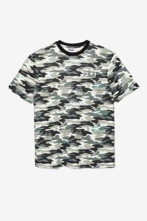 FILA Valentine Camo Tee Shirts Black,Mens Clothing | CA.ALECYN439